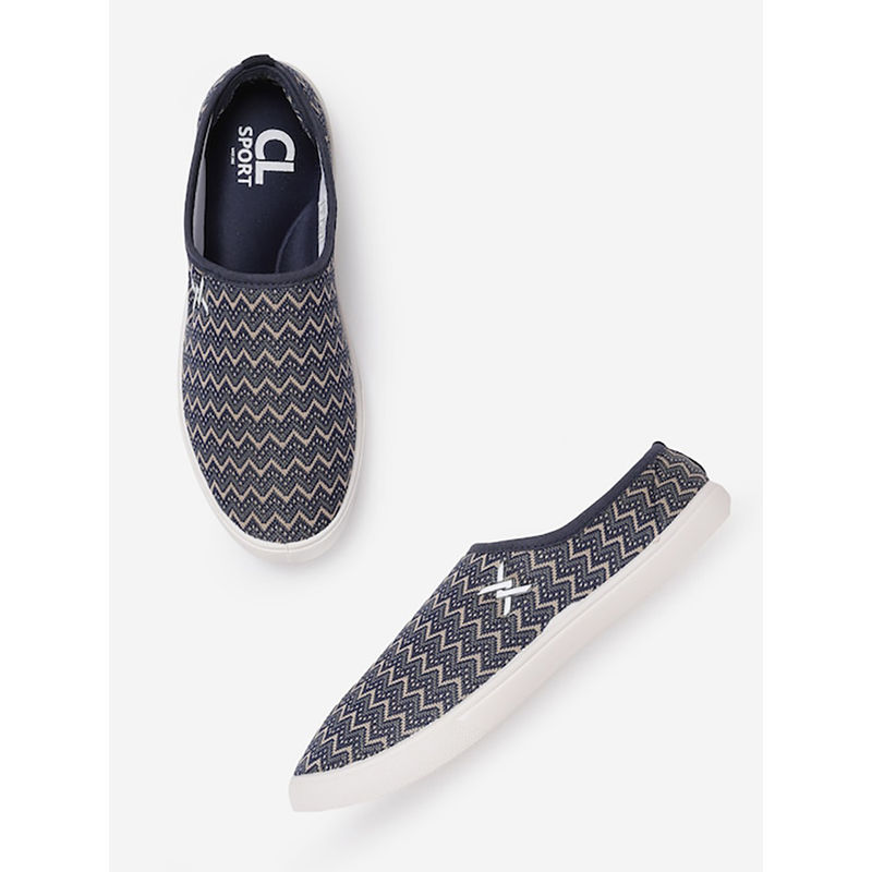 Carlton London Women Navy Blue Woven Ballerinas (EURO 37)