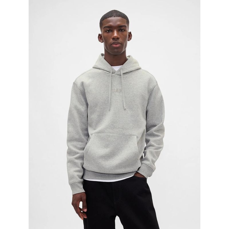 GAP Men Grey Solid Relaxed Fit Hoodie (XL)