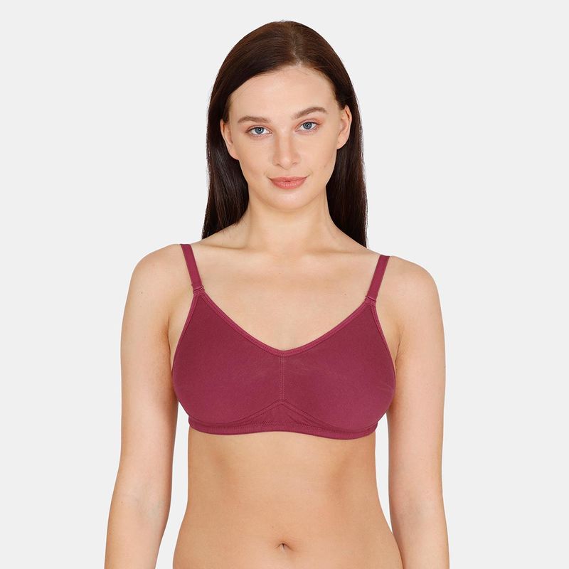 Zivame Beautiful Basics Double Layered Non Wired Full Coverage Backless Bra - Beet Red (34C)