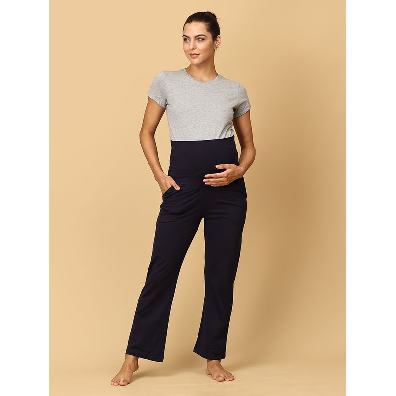 The Mom Store Navy Blue Comfy Maternity Trackpant (S)