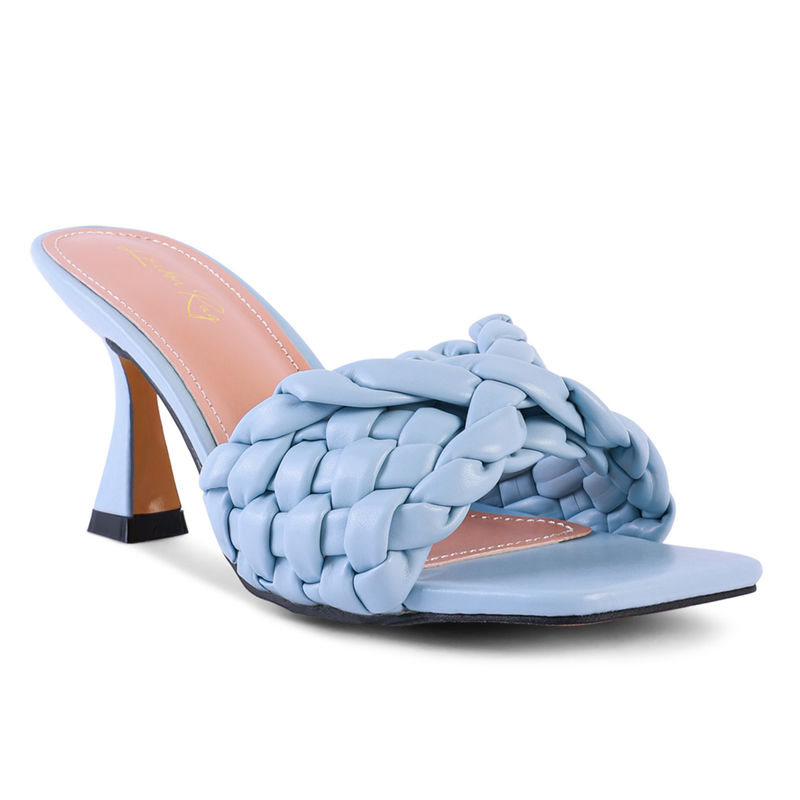 London Rag Woven Blue Heels (EURO 39)