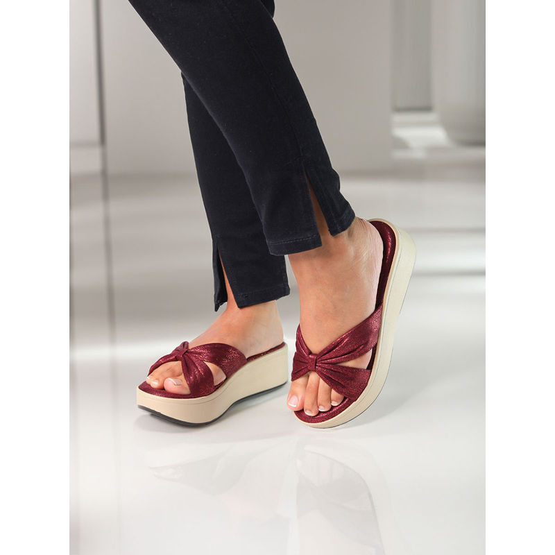 Monrow Nellie Maroon Platform Sandals (EURO 37)