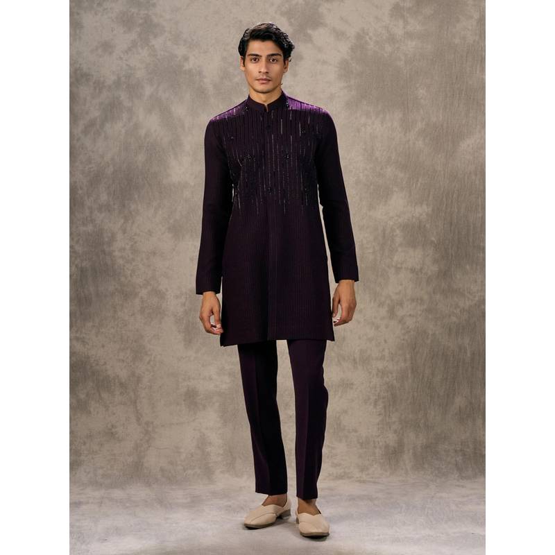 Twamev Wine Elegance Kurta with Pant (M)