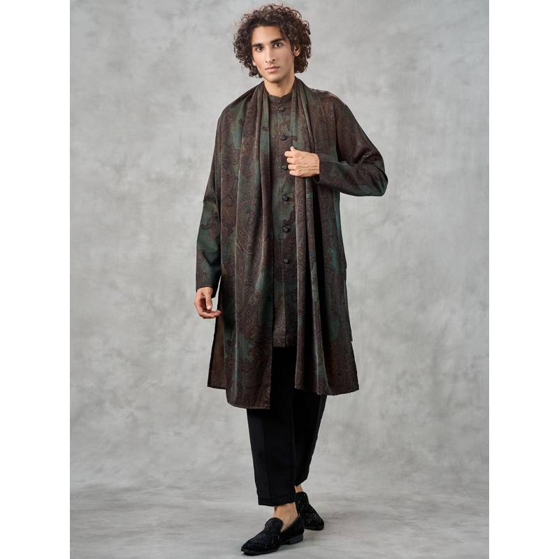 Twamev Dark Green Exquisite Kurta and Pant with Dupatta (M)