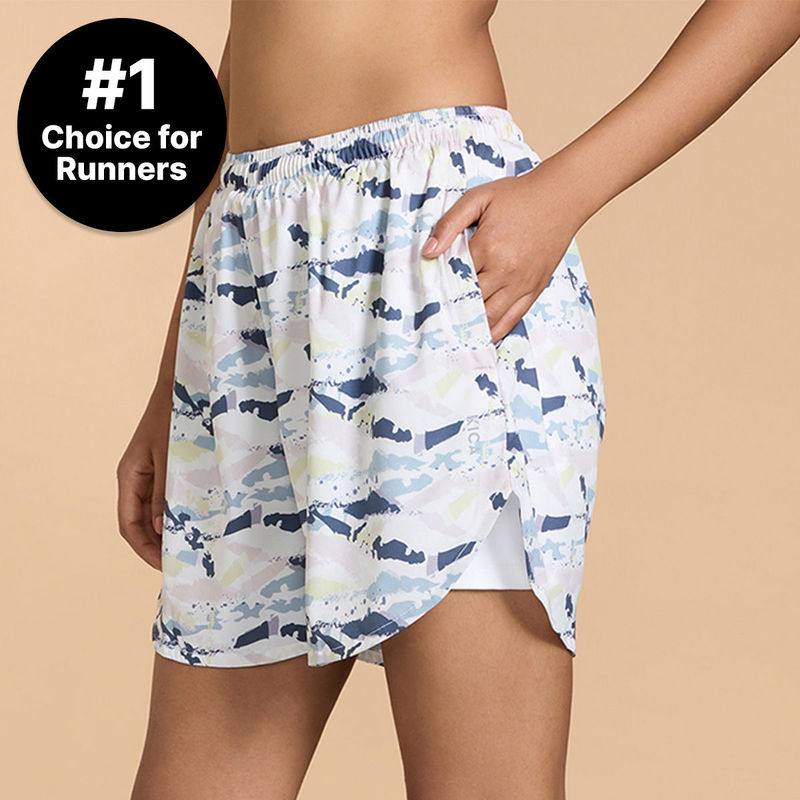 Kica Quick Dry Running Shorts with Inner Shorts and Zip Pocket – Stride Collection White (M)