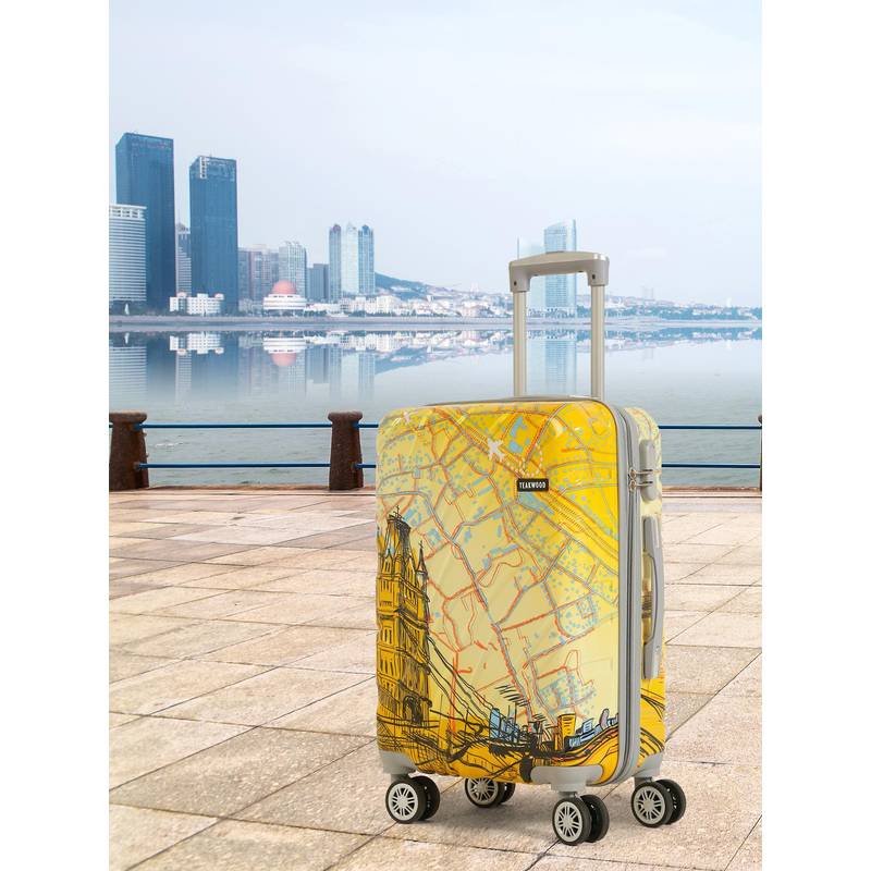 Teakwood Leathers Premium Polypropylene Hard Case Printed Trolley Bag - Yellow (S)