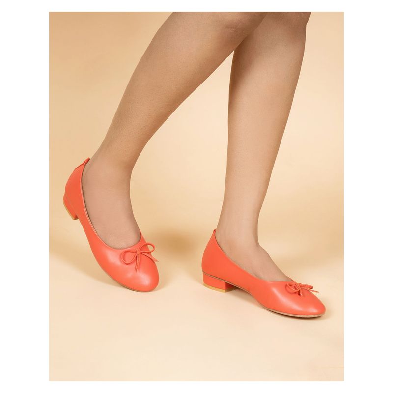 CHERE Vibrant Orange Ballerina Flats with Bow Detail (EURO 36)
