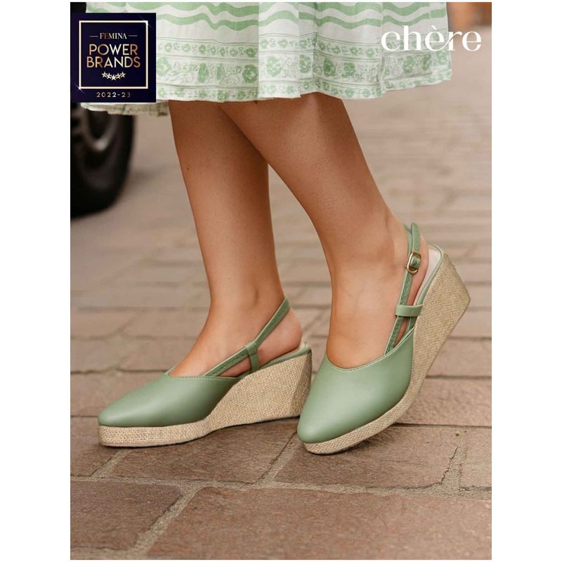 CHERE Sage Green Espadrille Wedges Heels for Women (EURO 36)
