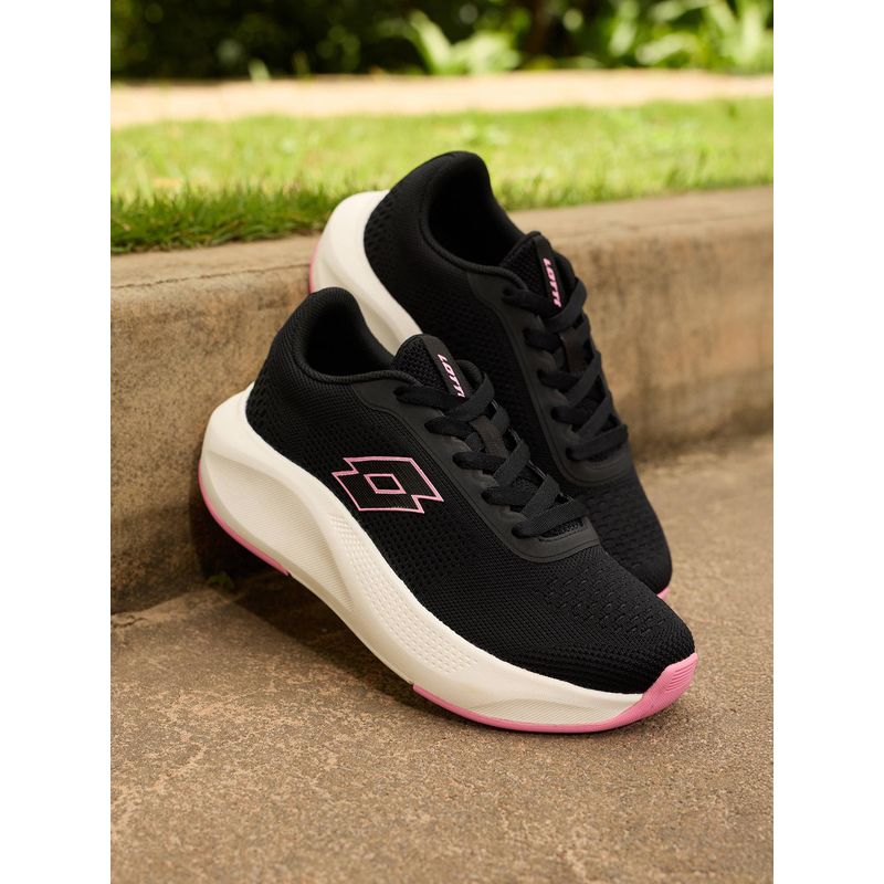 LOTTO Xwift Knit Black Running Shoes for Women (UK 3)