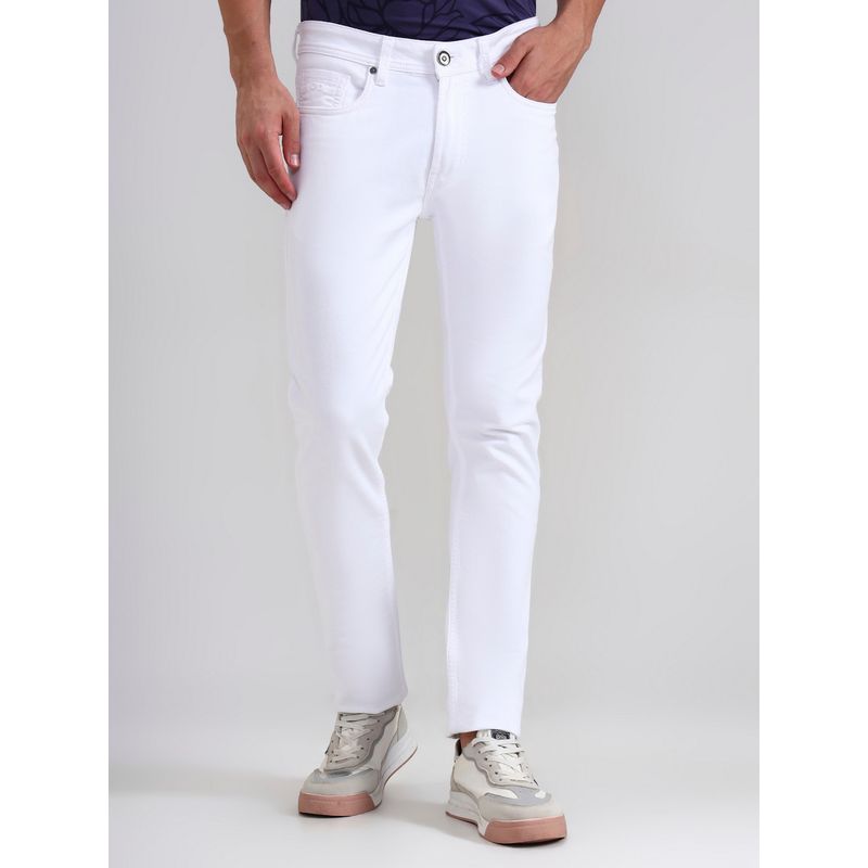 JadeBlue White Cotton Blend Solid Jeans (36)