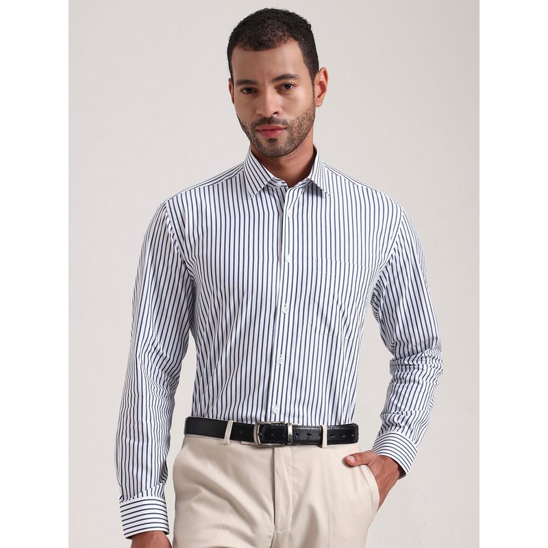 JadeBlue Blue Pure Cotton Stripes Casual Shirt (38)