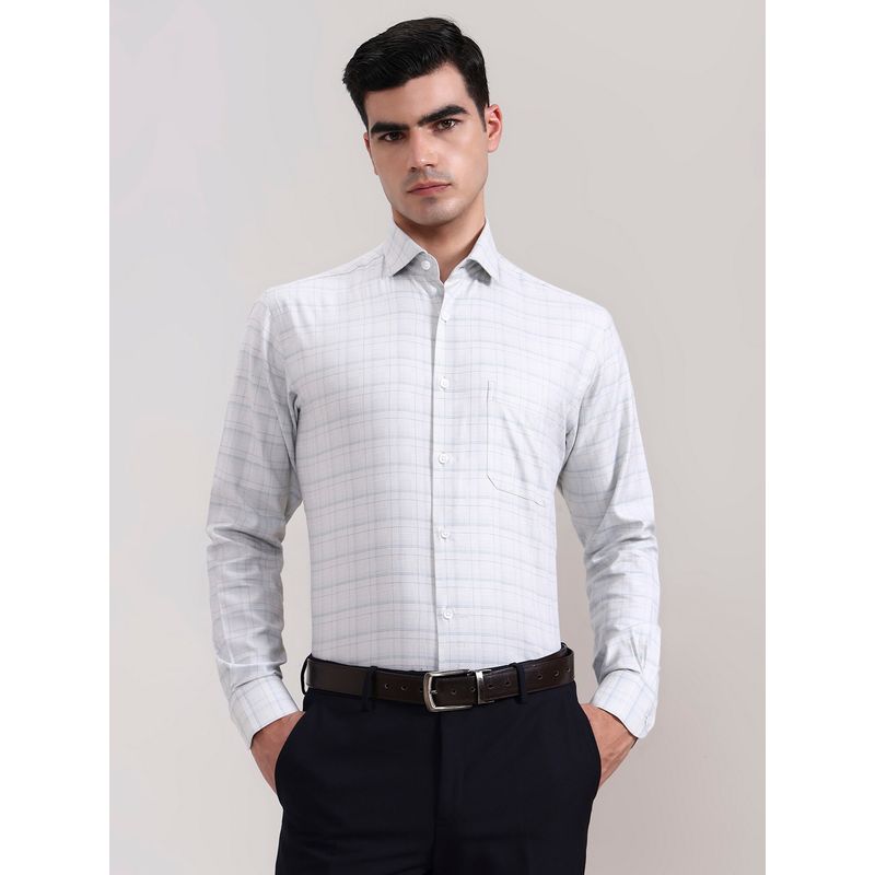 Metal Grey Pure Cotton Checks Casual Shirt (39)
