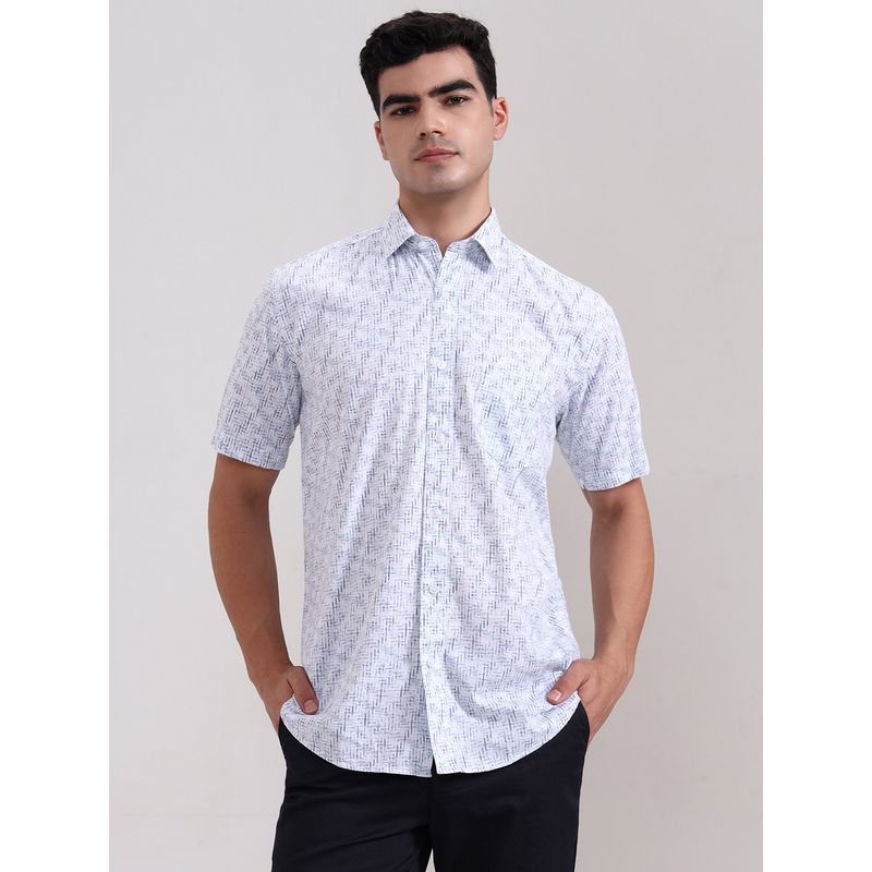 JadeBlue Blue Pure Cotton Abstract Casual Shirt (39)