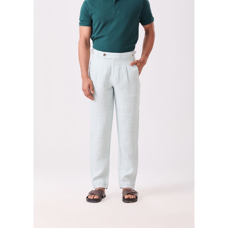 MH&Y Men Napoli Pleated Linen Green Trouser (30)