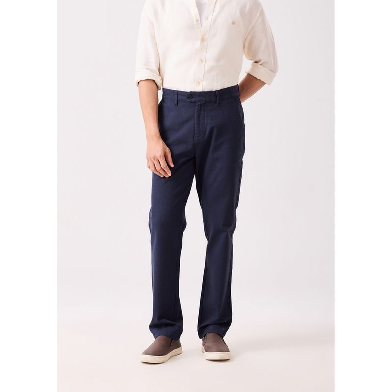 MH&Y Men Everyday Essential Cotton Dobby Navy Blue Chinos (30)