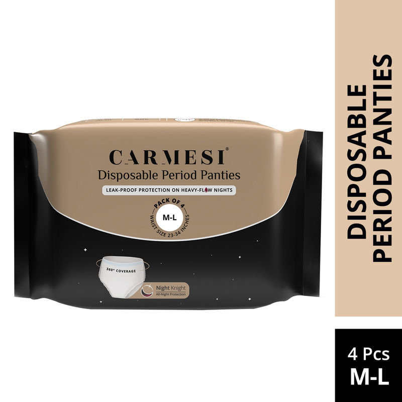 Carmesi Disposable Period Panties M-L, Leak-Proof Protection For Heavy-Flow Nights, 4 pcs