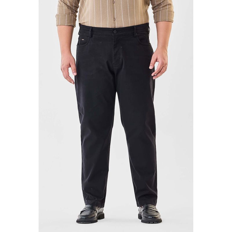 Snitch Black Solid Regular Casual Plus Size Trouser for Men (46)