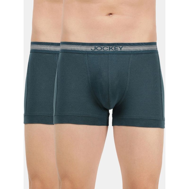 Jockey 1015 Men Cotton Trunk with Stay Fresh Properties - Blue (Pack of 2) (M)