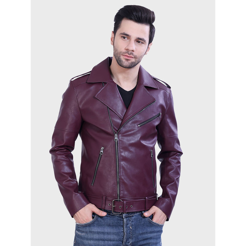 Justanned Bold Wine Leather Jacket (S)