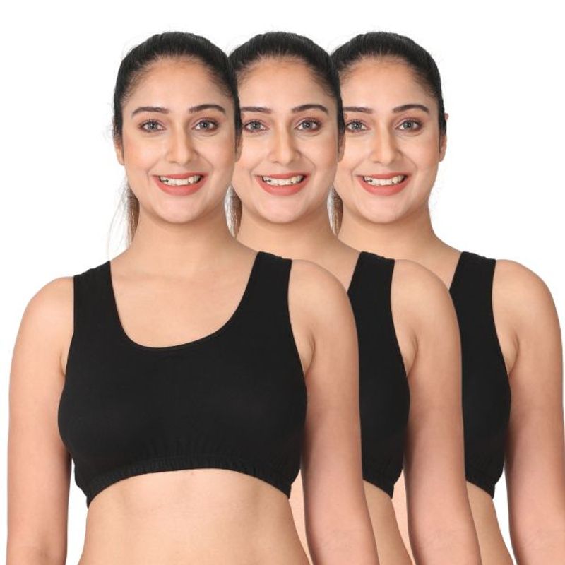 Adira Pack Of 3 Sleep Bras - Black (XXL)