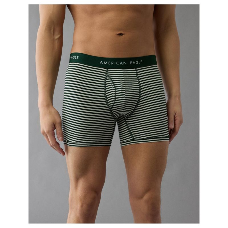 American Eagle Mens Green Alpine Stripes 4.5 Classic Boxer Brief (XS)
