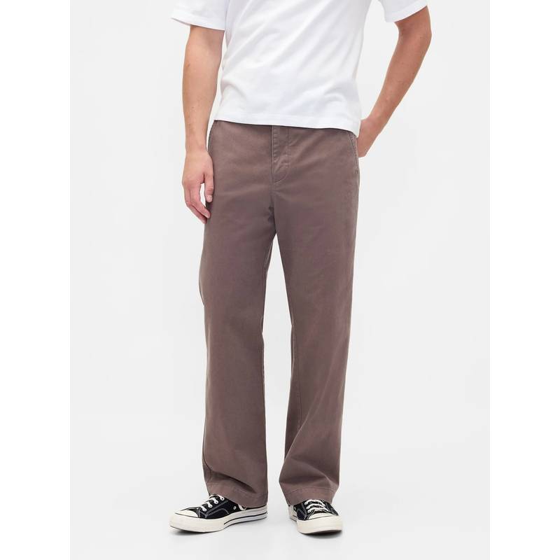 GAP Brown Cotton Solid/Plain Mid Waist Straight Leg Trouser (30/32)