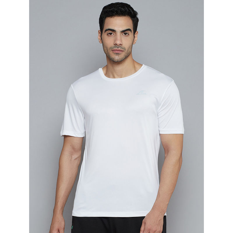 Alcis Men White Solid Slim Fit T-shirt (2XL)