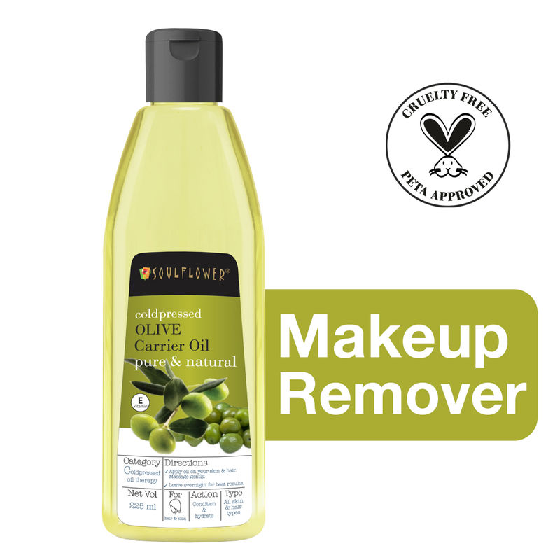 Soulflower Olive Oil for Hair Shine, Makeup Remover, Skin Firming, Primer for Gloss Look, Soft Lips