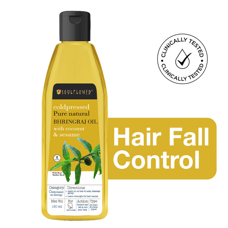 Soulflower Ayurvedic Bhringraj Coconut Hair Oil For Hair Growth, Healthy Scalp Care, Hair Fall Control