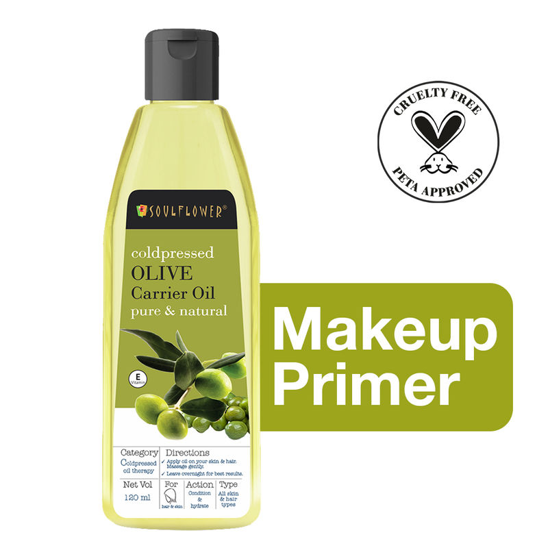 Soulflower Olive Oil for Shiny & Plump Skin, Soft Lips, Primer for Gloss Look & Makeup Remover