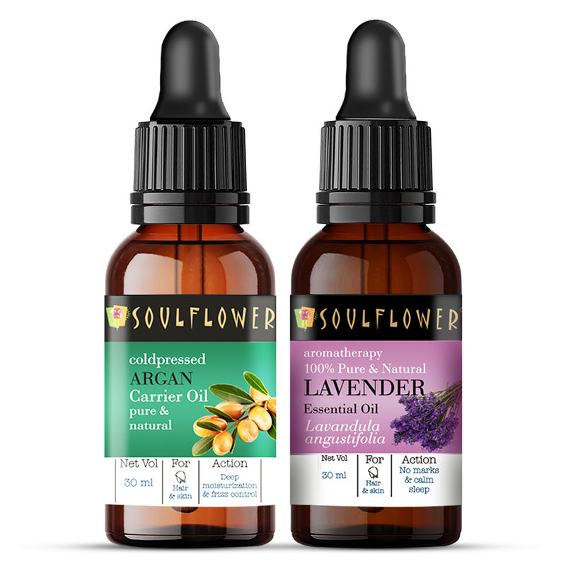 Soulflower Argan Carrier Oil & Lavender Essential Oil Combo Buy