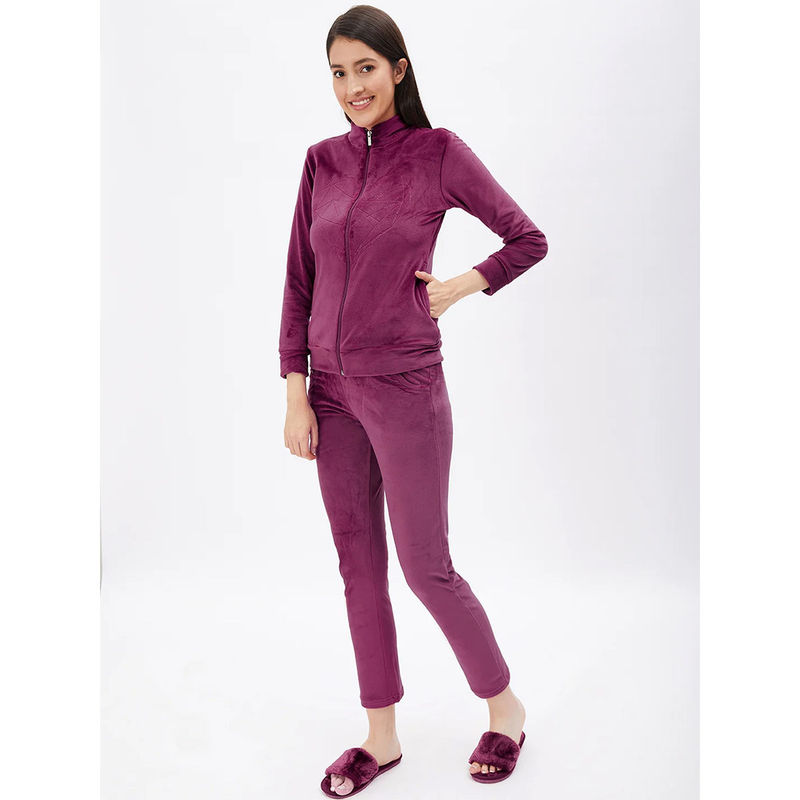 Sweet Dreams Women Solid Purple Jacket & Pyjama (Set of 2) (5XL)