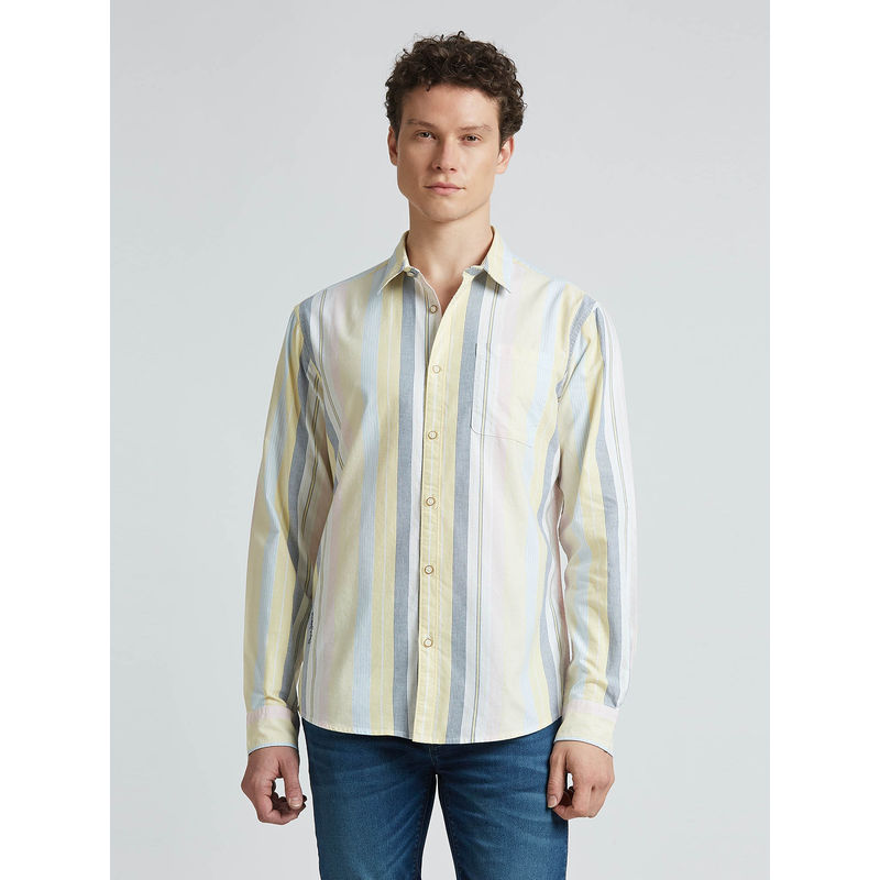 Pepe Jeans Yellow Stripes Full Sleeve Shirt (M)