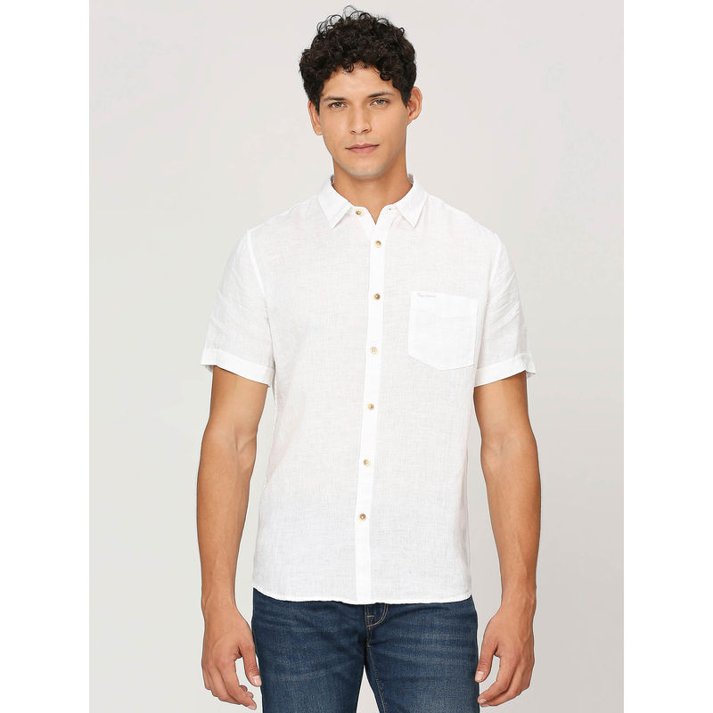 Pepe Jeans White Short Sleeve Pure Linen Shirt (S)