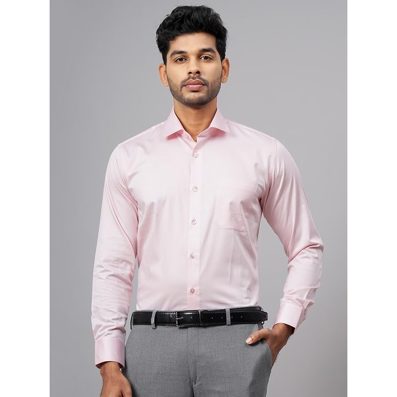 Metal Pink Cotton Solid Formal Shirt - Slim Fit (46)