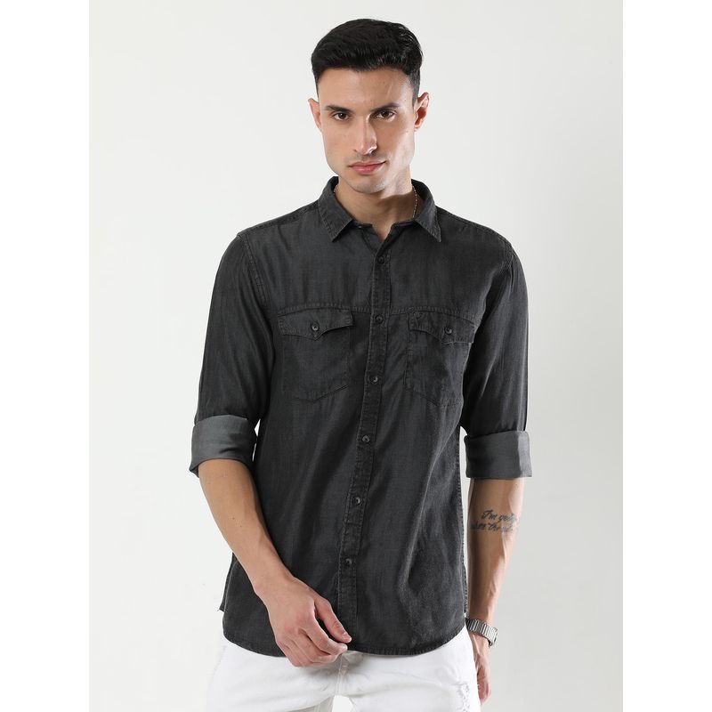 VUDU Classic Black Denim Overshirt (S)