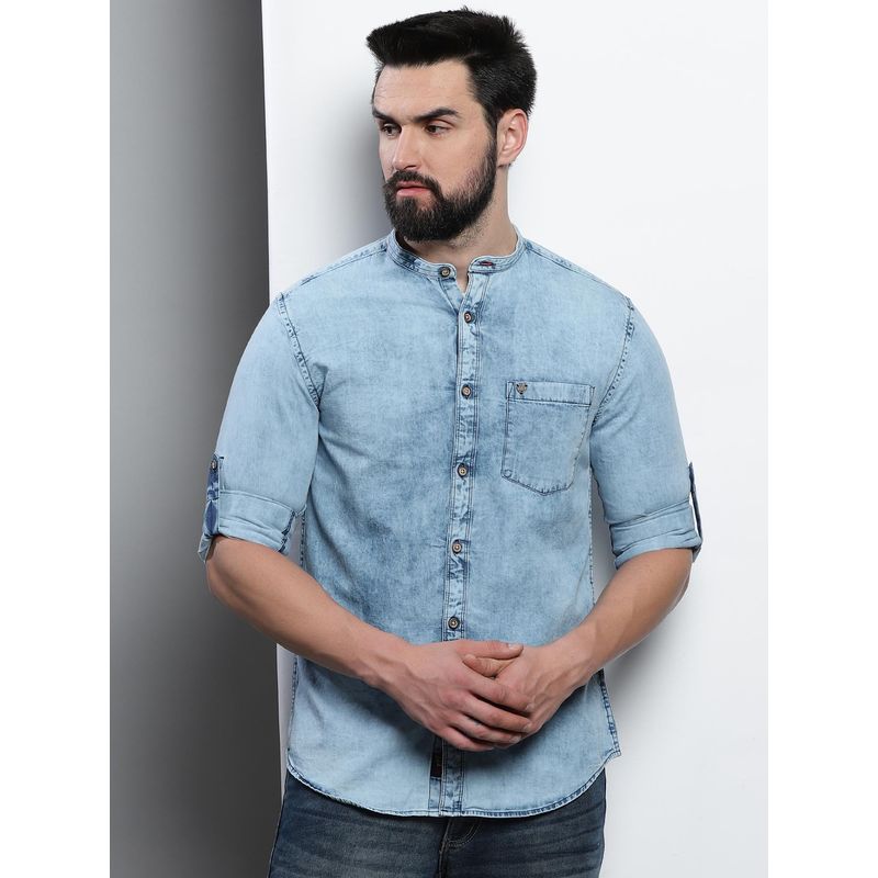VUDU Denim Mandarin Collar Shirt (M)