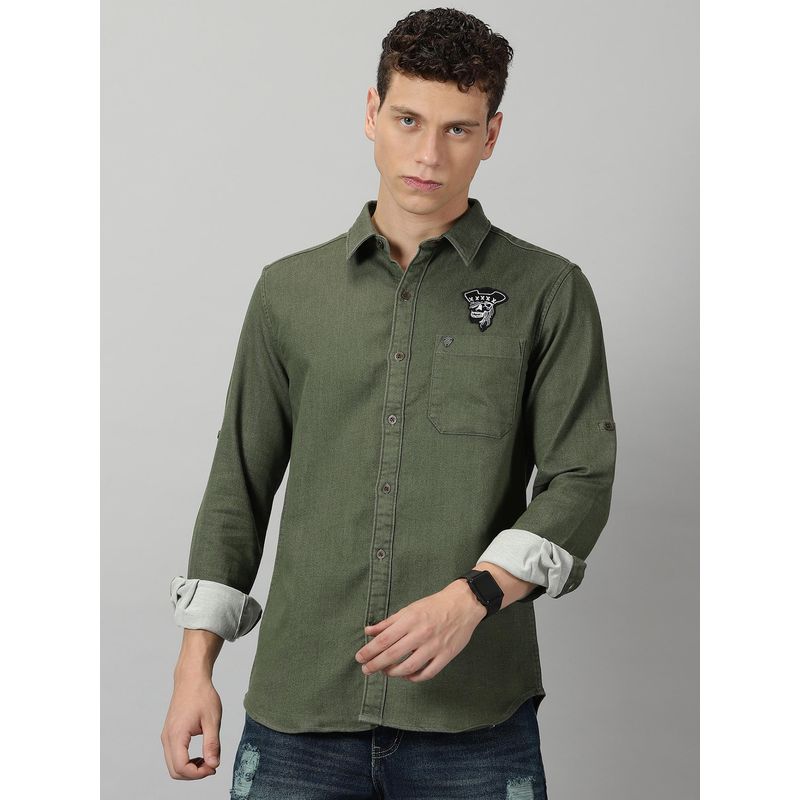 VUDU Olive Denim Shirt (S)