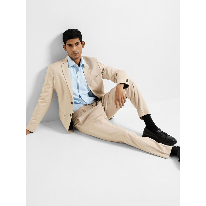 Selected Beige Mid Rise Suit-Set Trousers (34)