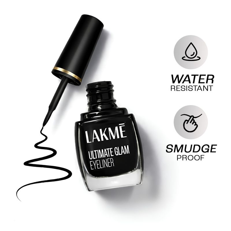Lakme Ultimate Glam Eye Liner, Semi Matte, Waterproof, Smudgeproof, Quick Drying , Black