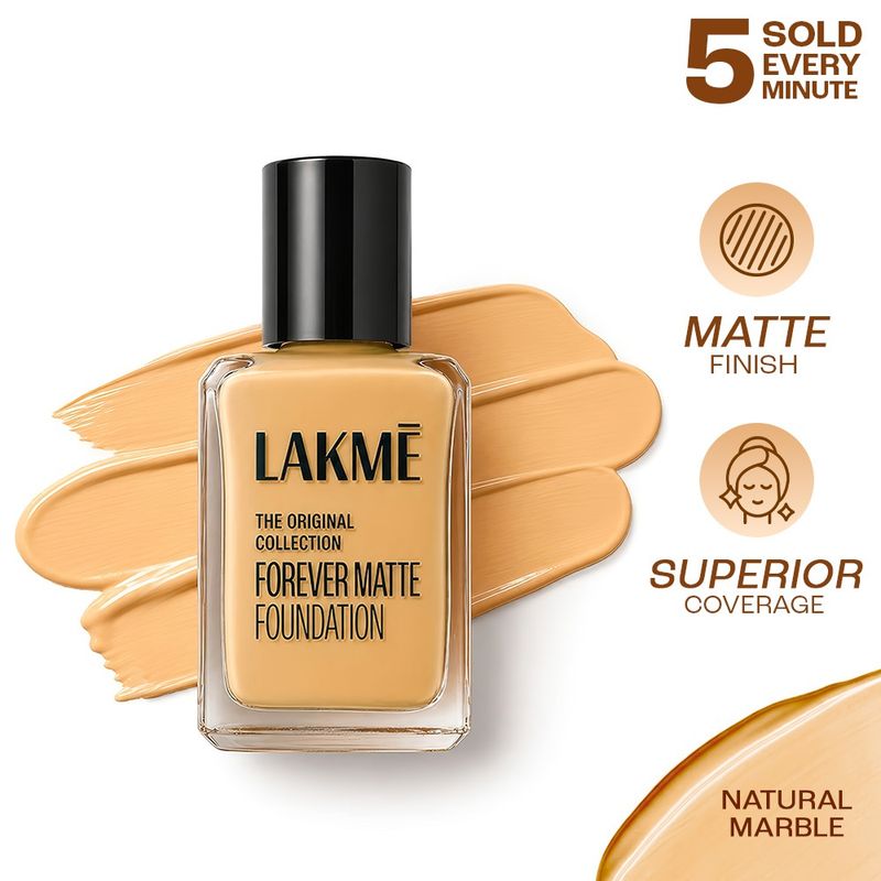 Lakme Forever Matte Foundation For Superior Coverage, Vitamin E, Lightweight & Water-Resist , Marble
