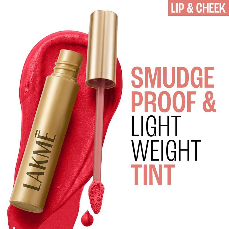 Lakme 9 To 5 Double Duty Lip & Cheek Mousse Matte Lipstick & Soft Blush For Dewy Look, Crimson Silk