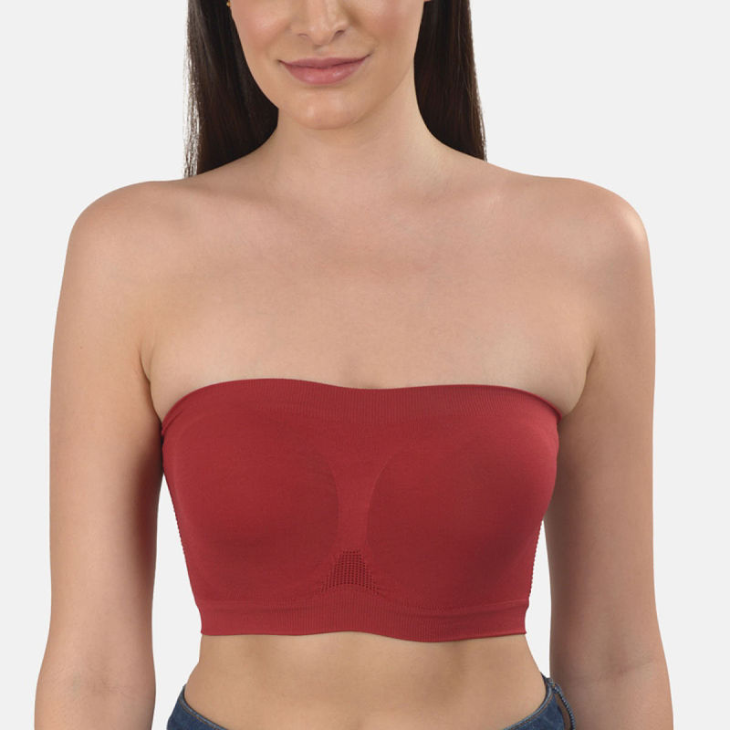 Mod & Shy Solid Nonwired Non Padded Bandeau Bra - Maroon (S)