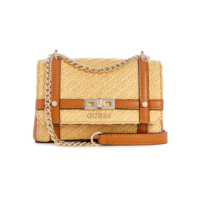GUESS Women's Basket-Style Mesh Crossbody Bag - Black Mini Flap Bag With Chain Strap - View #2