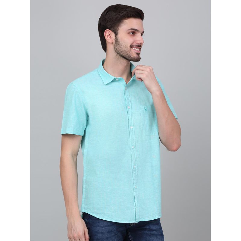 Cantabil Men Mint Green Solid Half Sleeves Casual Shirt (38)