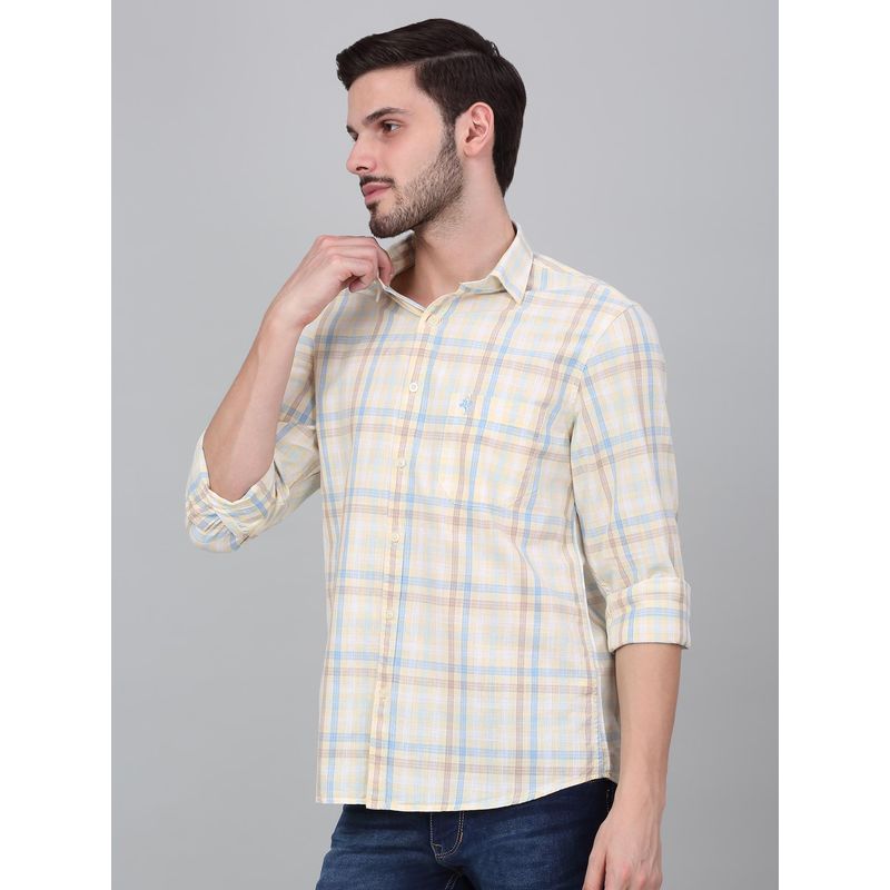 Cantabil Men Lemon Checkered Full Sleeves Casual Shirt (42)