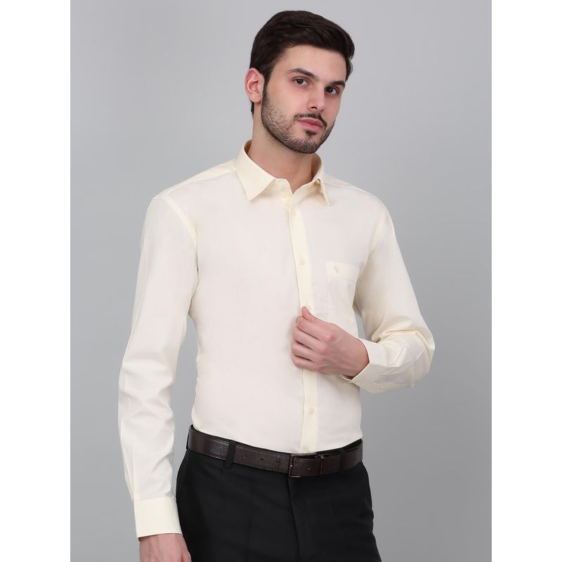 Cantabil Men Cream Solid Full Sleeves Formal Shirt (38)