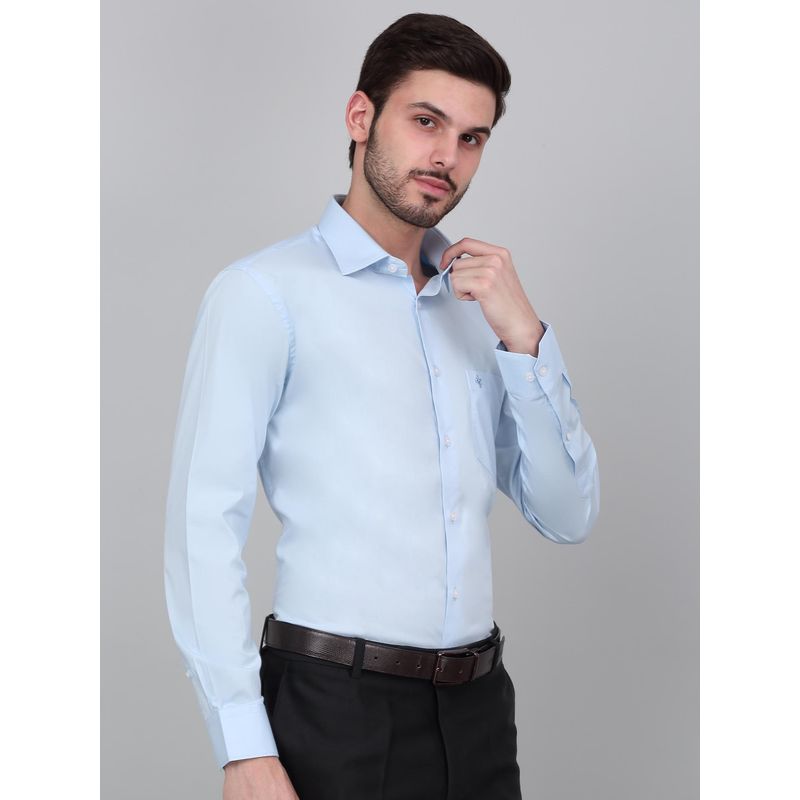 Cantabil Men Sky Blue Solid Full Sleeves Formal Shirt (38)