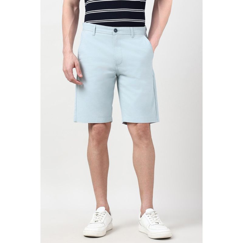 Peter England Men Light Blue Solid Casual Shorts (30)
