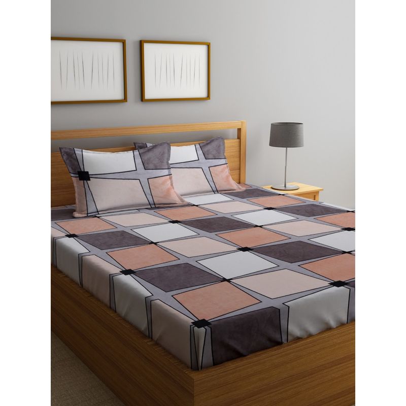 Buy Klotthe Multi Color Geometric Woolen Bed Sheet with 2 Pillow Covers